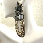 Bebe   Gray rhinestone and gold tone  statement earrings Photo 5