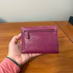 Lauren Ralph Lauren Compact Red Maroon Leather Wallet Card Holder Flip Open 5.5" Photo 2