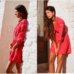 ZARA NWOT Pink Tassel Puff Sleeve Embroidered Peasant Mini Dress Large Photo 1