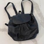 Forever 21 Black Faux Leather Drawstring Backpack Purse Tassel Adjustable Straps Photo 0