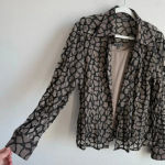 Samuel Dong Women’s Lace Textured Collared Button Down Long Sleeve w/Camisole‎ L Tan Size L Photo 2