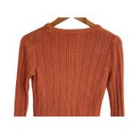 ZARA Crochet Ribbed Long Sleeve Round Neck Sweater See Through L Burnt Orange Photo 8