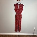 AQUA  Womens Leopard Print Surplice Jumpsuit In Red Photo 4