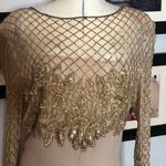 Jovani  Evening Long Sleeve Beaded Illusion Beige Gatsby Deco Formal Keyhole Gown Photo 2