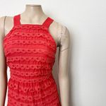 Anthropologie [] Maeve Coral Eyelet Tiered Low Back Sleeveless Midi Dress Size 4P Photo 7