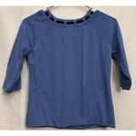 Joseph A  Women's Vintage 3/4Sleeve Blue Stretch Blouse Ribbon Accent Size Medium Photo 3