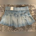 ZARA Denim mini skirt with double belt and box pleats Photo 3