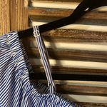 Beautiful women’s Large blouse blue and white stripe with floral print Photo 3