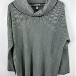 Calvin Klein Calvin Klein Sweater Womens L Gray White Chevron Cowl Neck Mod Preppy Soft Knit Photo 0