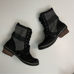 Sorel  Boots Slimboot Combat Leather Ankle Buckle Lace Up Herringbone Tweed Black Photo 4