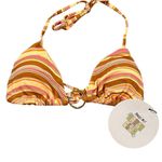 Princess Polly Bikini Top Womens Size 2 Layla Triangle Brown Striped Halter NWT Photo 0