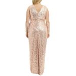 Badgley Mischka  Glitz Sequin Gown in Blush 14 Womens Long Dress Formal Maxi Photo 1