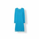 St. John  Blue Crochet Knit Long Sleeve Dress XS $1195 Photo 1