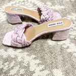 Steve Madden Niah Sandal size 8.5 Lavender raffia slide block heel square toe Photo 4