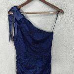 Sam Edelman  Bodycon Dress Womens 8 Blue Lace Overlay‎ Ruched Party Event Y2K Photo 1