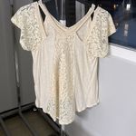 Doe & Rae  Cold Shoulder Hi Lo Lacey Top size Large Cold Shoulder EUC Photo 1