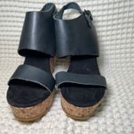Corkys Elite Black Leather Cork Wedge Sandals Women's Ankle Strap Buckle 9.6 Size 9.5 Photo 1