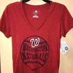 Genuine Merchandise Washington Nationals Red V-Neck T-shirt Size Small NWT Photo 3
