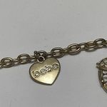 Bebe Signed  Charm Bracelet Gold Tone Apple / Heart Charms Photo 3