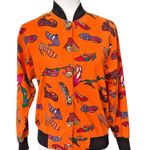Vintage Olivia Bomber Jacket Size S 100% Cotton Orange Shoe Print Made in USA Photo 0
