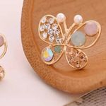 Multicolor crystal Butterfly Stud Earrings goldtone Pink Photo 4