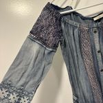 Miss Me  denim blue color Shoulder Romper with Lace Details Photo 6