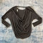 Chaser Charcoal Gray Floral Skull Bull Bison Long Sleeve Cowl Back Medium Photo 3