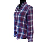 American Eagle Red Blue White Plaid Button (Snaps) Up Long Sleeve Shirt, Size XS Photo 7