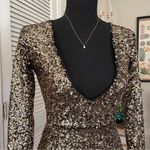 Haoduoyi Plunging V Gold Sequin Dress Photo 2