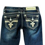 Rock Revival SOPHIA BOOT CUT DARK WASH FLEUR RHINESTONE JEANS SZ. 25" EUC Photo 4