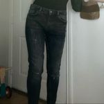 Massimo Dutti  distressed skinny jeans sz 6 mid‎ waist washed black/ grey Photo 2