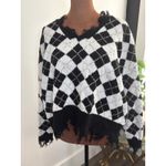 Just Polly New York‎ Argyle Sweater Fringed V Neck Long Sleeve Photo 1