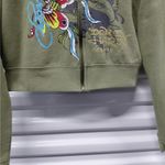 Ed Hardy Womens Hoodie Jacket Large Green Tattoo Graphic Y2K Vintage Streetwear Photo 4
