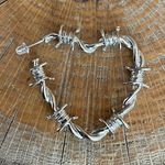 Barbed Wire Heart Hoop Earrings Silver Photo 1