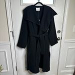 Cuyana  wool drape collar wrap coat black size large minimalist quiet luxury Photo 1