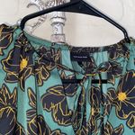 Who What Wear  shirt Royal Blooms Ruffle Sleeve Peplum Top Green‎ xs Photo 2