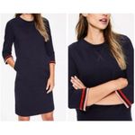 Boden Navy‎ Livia Velvet Striped Cuff Quarter Sleeve Sweatshirt Dress Size 4L Blue Photo 1