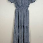 Max Studio  Plaid Gingham Smocked Maxi Dress size XS Blue Photo 0