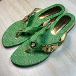 Rocawear Women's Size 10.5 Green Logo Thong Sandals Rhinestone Buckle Accent Photo 4