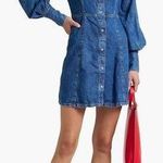 Ganni Denim long sleeve mini dress size 32 / US 0 Photo 0