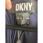 DKNY Dress Womens 12 Blue Faux Wrap Floral Print Flutter Sleeve Tie Waist B63 Photo 2