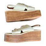 Anthropologie Women’s Buckle Tan Leather Open Toe Platform Sandals Wood Stack 41 Photo 8