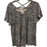 Faded Glory  Navy White Chevron Print Crisscross Back Boho Knit Casual Top – 1X Photo 0