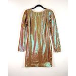Dress The Population Dress Lola Iridescent Sequin Bodycon V Back Party Large Gold Photo 3