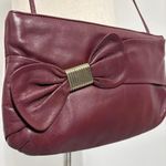 American Vintage Vintage Letisse Soft Leather Clutch Crossbody Wine Red Hinge Opening Purse Photo 1