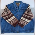 Vintage Faded Glory Denim Brown Fair Isle Sweater Top Jacket Shacket 22/24W XL Blue Photo 10
