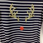 Boden Striped Reindeer Tee Size 4 Blue Photo 2