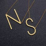 Gold Initial Pendant Necklace Letters A Photo 3