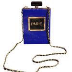 Paris Novelty Acrylic Crossbody Perfume Bottle Purse Blue Photo 0