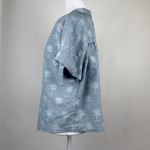 ZARA  Blue Palm Tree Print Button Down Short Sleeve Collared Blouse Shirt Top M Photo 5